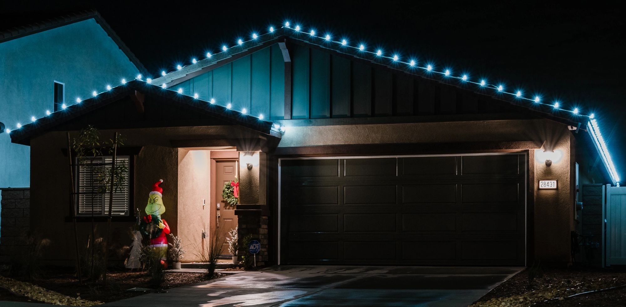 Beautifully lit home at dusk in North San Diego County